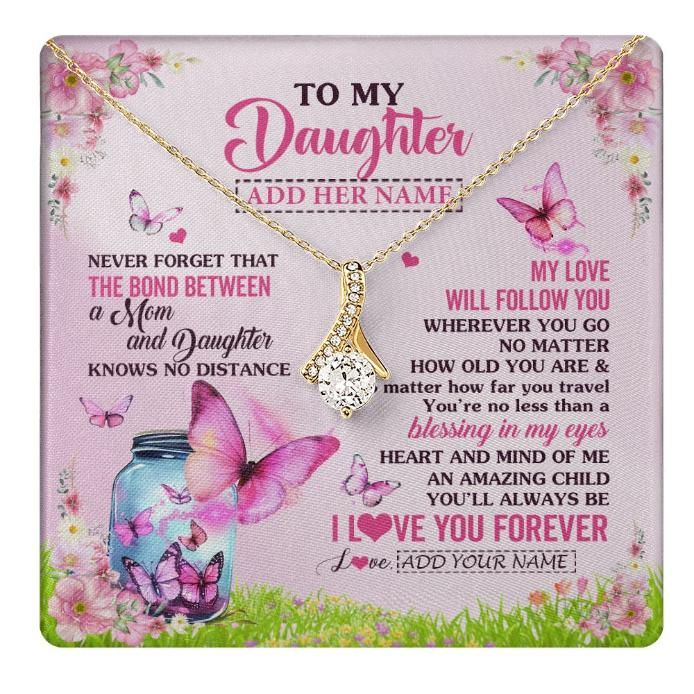 Personalized To My Daughter Butterfly Necklace From Mom Mother The Bond Between Daughter Birthday Gifts Graduation Christmas Jewelry Gift Box Message Card
