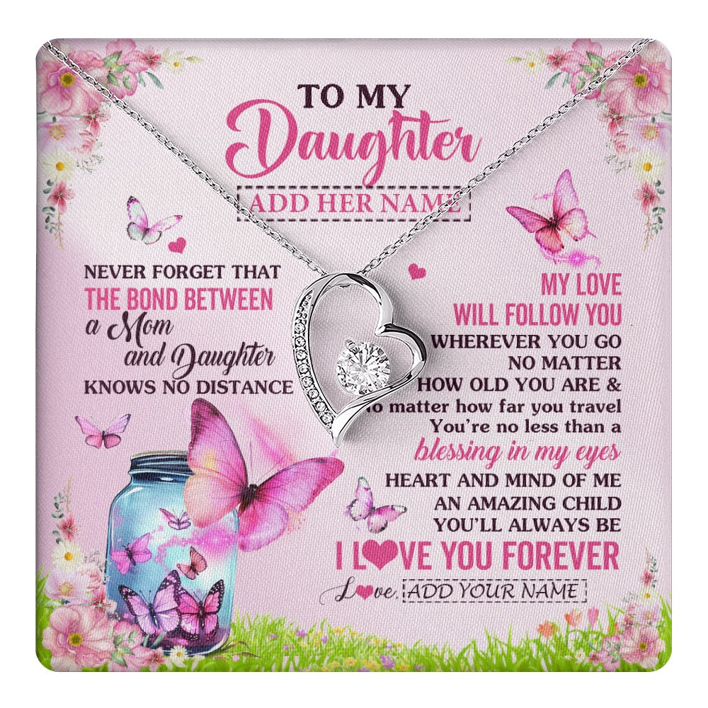 Personalized To My Daughter Butterfly Necklace From Mom Mother The Bond Between Daughter Birthday Gifts Graduation Christmas Jewelry Gift Box Message Card