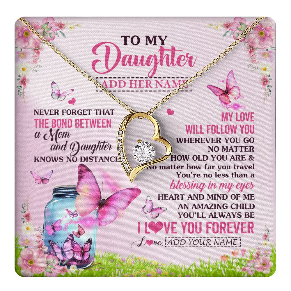Personalized To My Daughter Butterfly Necklace From Mom Mother The Bond Between Daughter Birthday Gifts Graduation Christmas Jewelry Gift Box Message Card