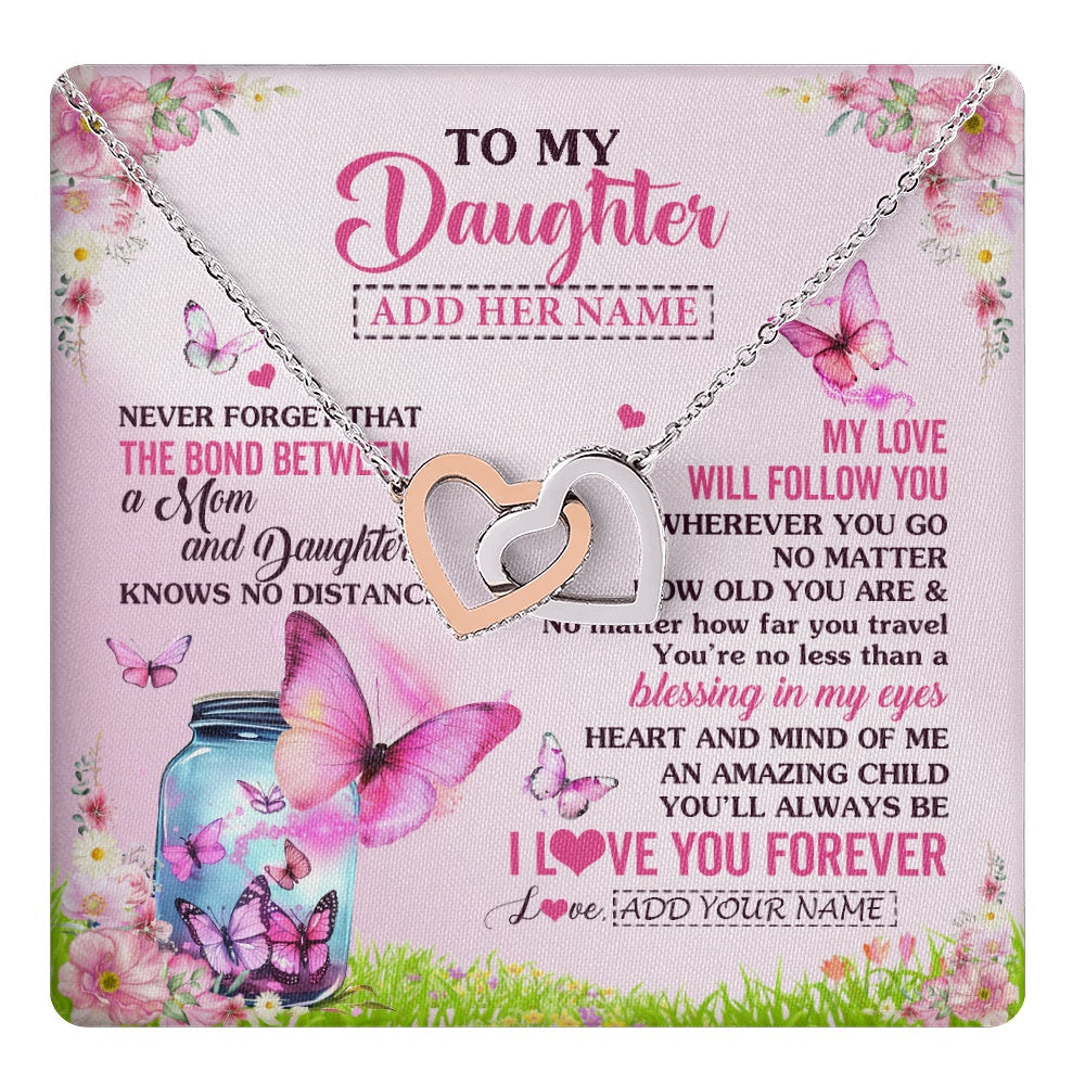 Personalized To My Daughter Butterfly Necklace From Mom Mother The Bond Between Daughter Birthday Gifts Graduation Christmas Jewelry Gift Box Message Card