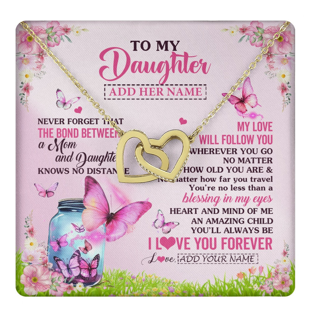 Personalized To My Daughter Butterfly Necklace From Mom Mother The Bond Between Daughter Birthday Gifts Graduation Christmas Jewelry Gift Box Message Card