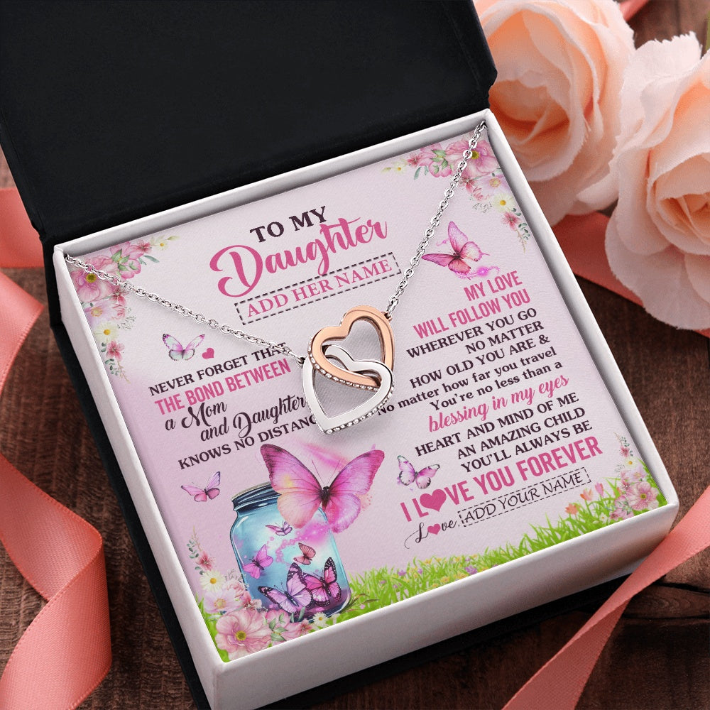 Personalized To My Daughter Butterfly Necklace From Mom Mother The Bond Between Daughter Birthday Gifts Graduation Christmas Jewelry Gift Box Message Card