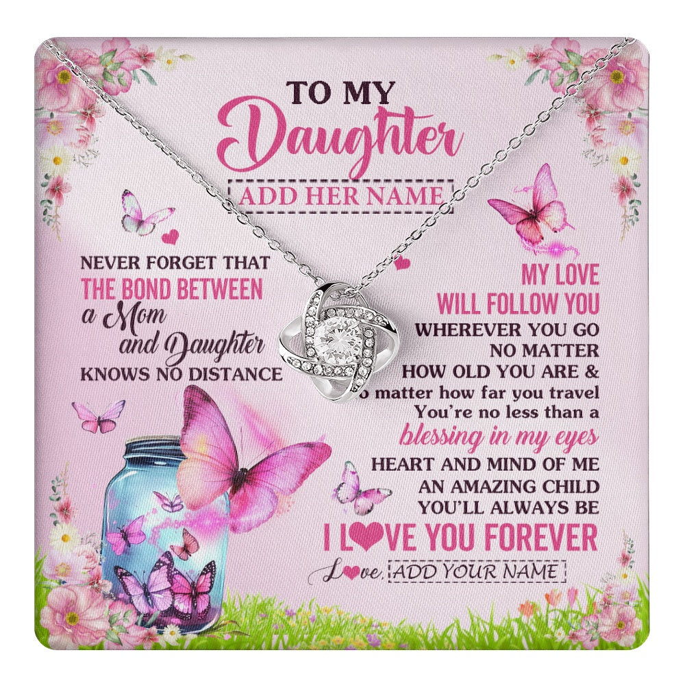 Personalized To My Daughter Butterfly Necklace From Mom Mother The Bond Between Daughter Birthday Gifts Graduation Christmas Jewelry Gift Box Message Card