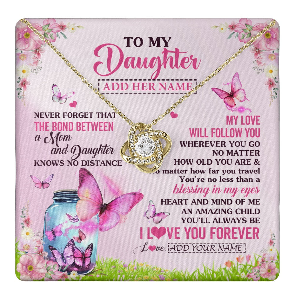 Personalized To My Daughter Butterfly Necklace From Mom Mother The Bond Between Daughter Birthday Gifts Graduation Christmas Jewelry Gift Box Message Card