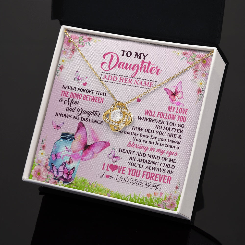 Personalized To My Daughter Butterfly Necklace From Mom Mother The Bond Between Daughter Birthday Gifts Graduation Christmas Jewelry Gift Box Message Card