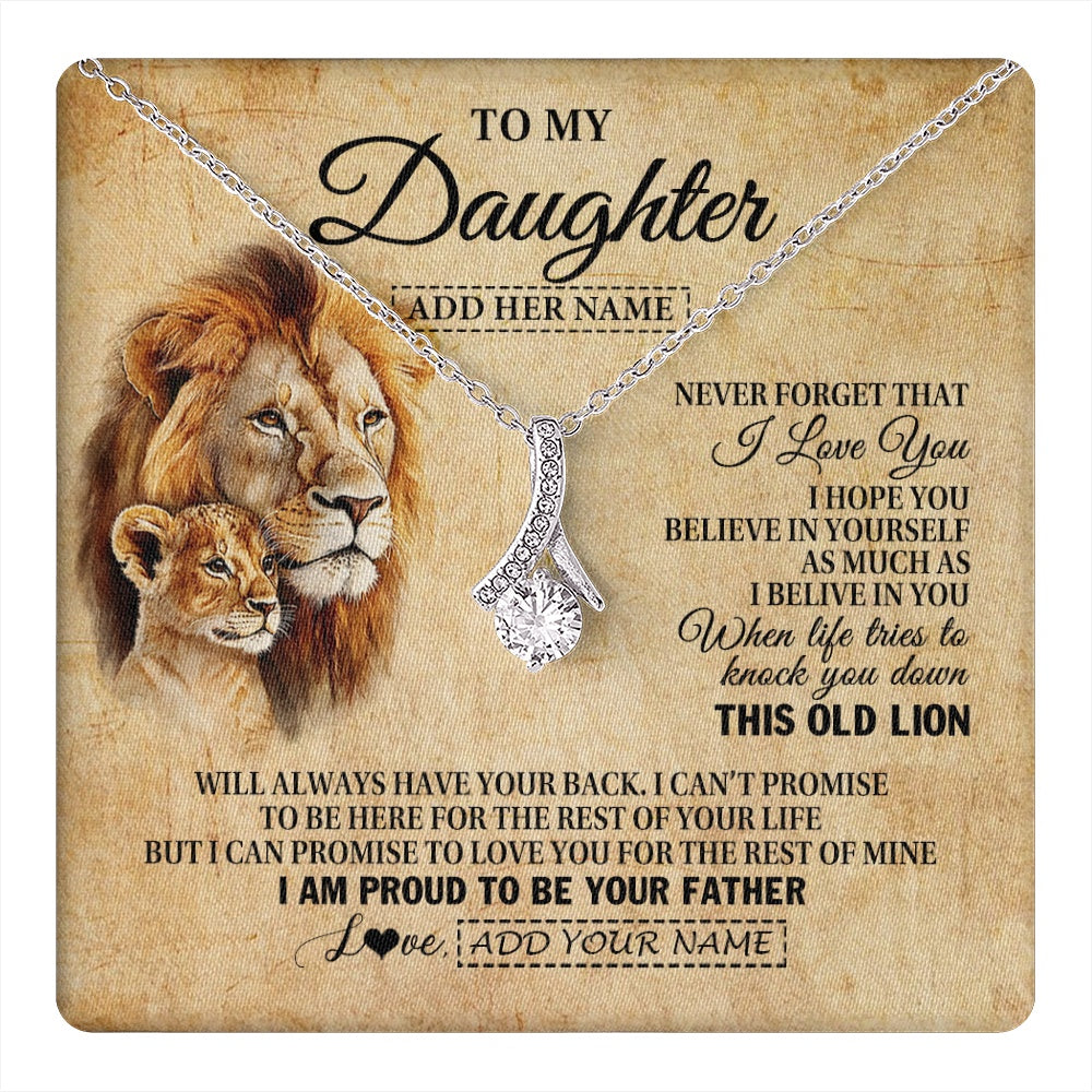 Personalized To My Daughter Gifts From Dad Father Lion Necklace I Love You Daughter Birthday Gifts From Dad Graduation Christmas Custom Gift Box Message Card