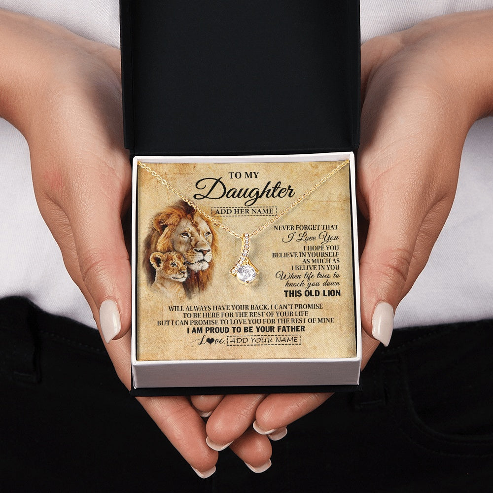 Personalized To My Daughter Gifts From Dad Father Lion Necklace I Love You Daughter Birthday Gifts From Dad Graduation Christmas Custom Gift Box Message Card