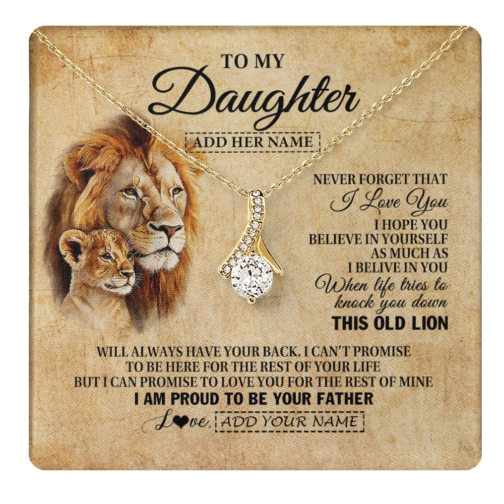Personalized To My Daughter Gifts From Dad Father Lion Necklace I Love You Daughter Birthday Gifts From Dad Graduation Christmas Custom Gift Box Message Card