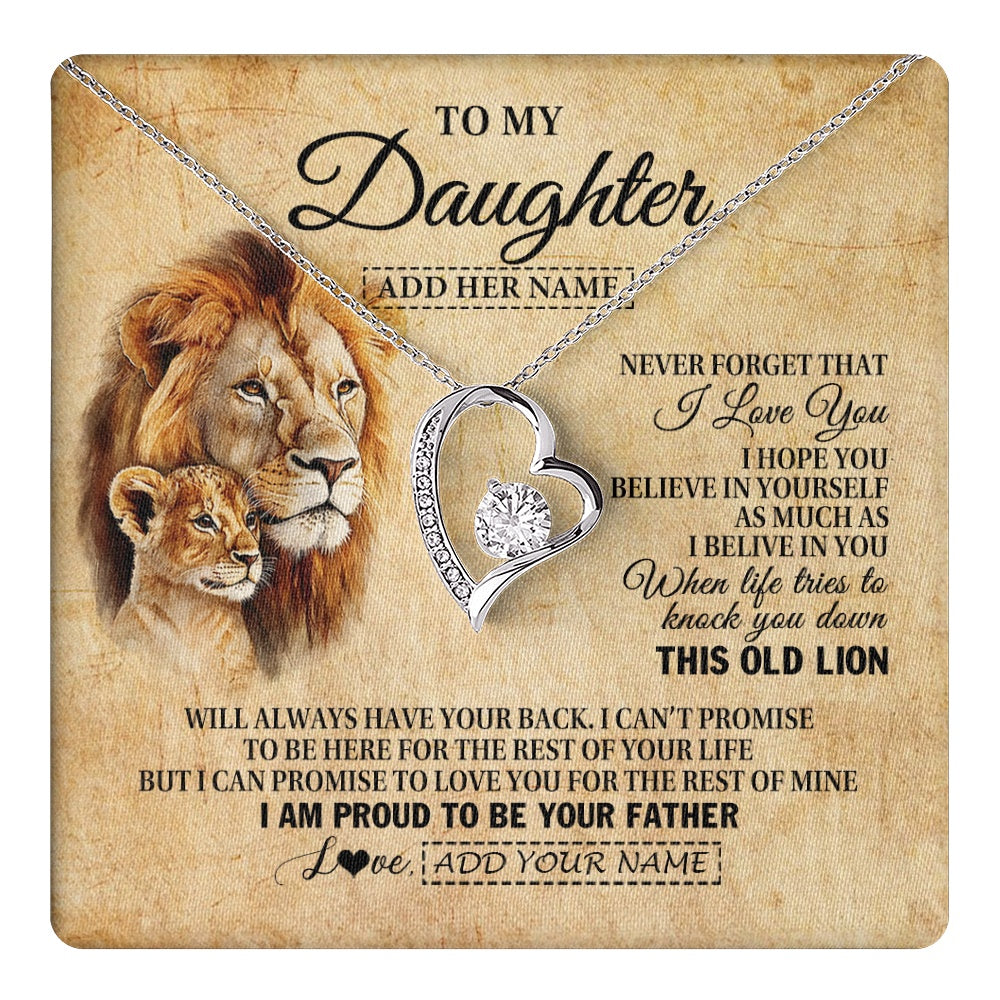 Personalized To My Daughter Gifts From Dad Father Lion Necklace I Love You Daughter Birthday Gifts From Dad Graduation Christmas Custom Gift Box Message Card