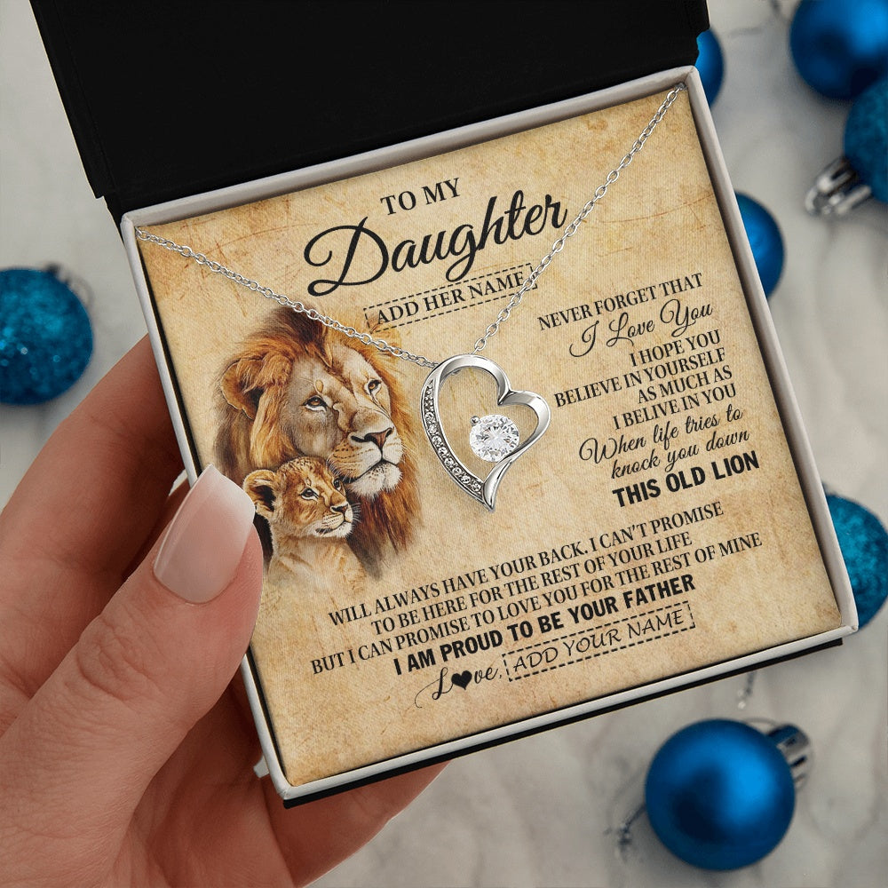 Personalized To My Daughter Gifts From Dad Father Lion Necklace I Love You Daughter Birthday Gifts From Dad Graduation Christmas Custom Gift Box Message Card