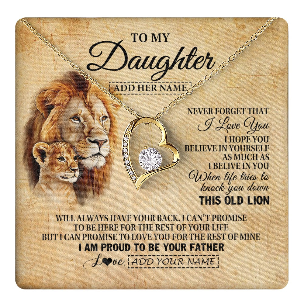 Personalized To My Daughter Gifts From Dad Father Lion Necklace I Love You Daughter Birthday Gifts From Dad Graduation Christmas Custom Gift Box Message Card