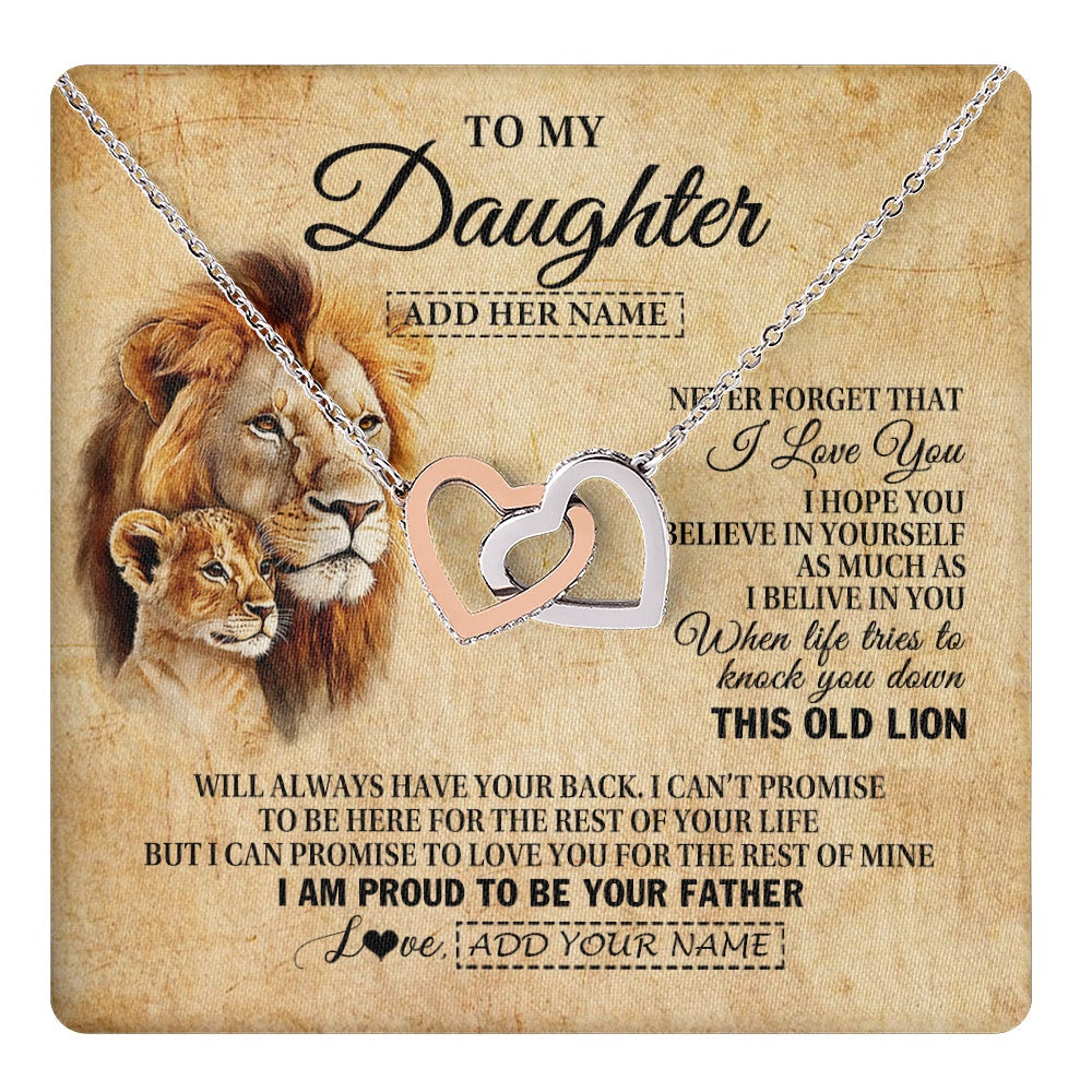 Personalized To My Daughter Gifts From Dad Father Lion Necklace I Love You Daughter Birthday Gifts From Dad Graduation Christmas Custom Gift Box Message Card