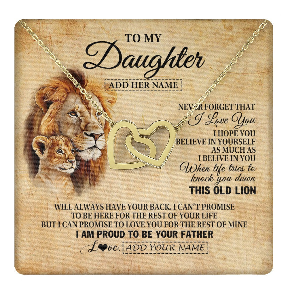 Personalized To My Daughter Gifts From Dad Father Lion Necklace I Love You Daughter Birthday Gifts From Dad Graduation Christmas Custom Gift Box Message Card