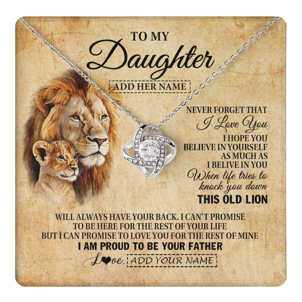 Personalized To My Daughter Gifts From Dad Father Lion Necklace I Love You Daughter Birthday Gifts From Dad Graduation Christmas Custom Gift Box Message Card