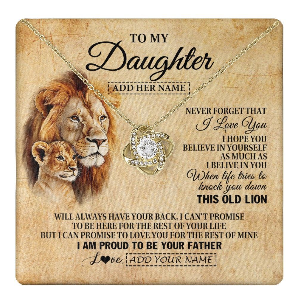 Personalized To My Daughter Gifts From Dad Father Lion Necklace I Love You Daughter Birthday Gifts From Dad Graduation Christmas Custom Gift Box Message Card