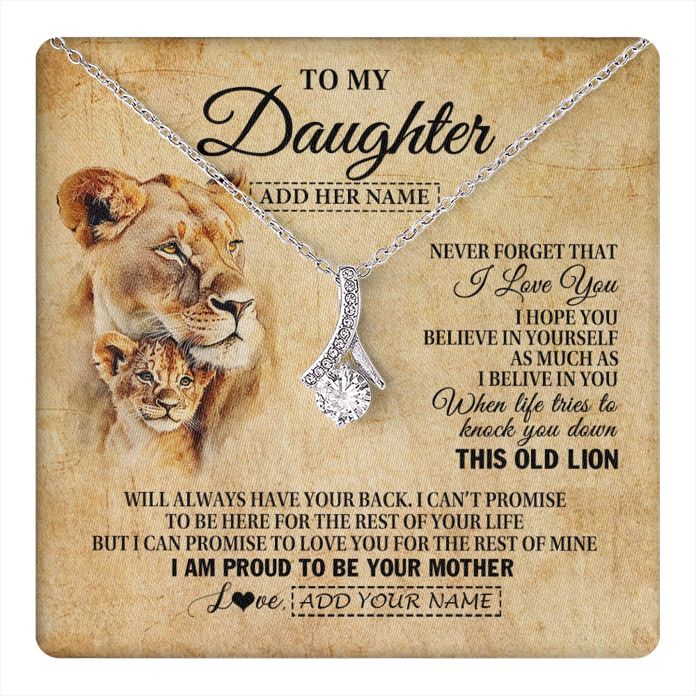 Personalized To My Daughter Gifts From Mom Mother Lion Necklace I Love You Daughter Birthday Gifts From Mom Graduation Christmas Custom Gift Box Message Card