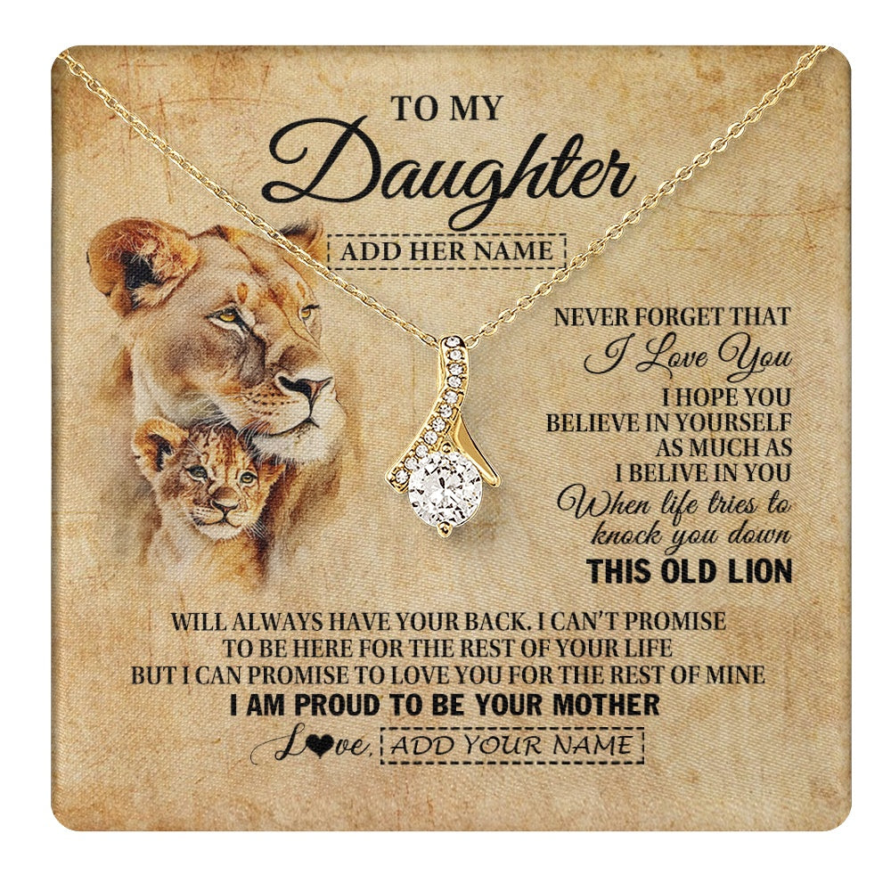 Personalized To My Daughter Gifts From Mom Mother Lion Necklace I Love You Daughter Birthday Gifts From Mom Graduation Christmas Custom Gift Box Message Card