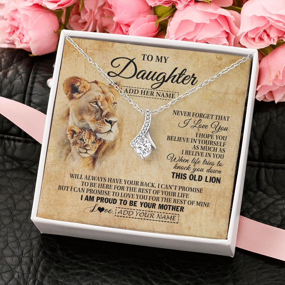Personalized To My Daughter Gifts From Mom Mother Lion Necklace I Love You Daughter Birthday Gifts From Mom Graduation Christmas Custom Gift Box Message Card
