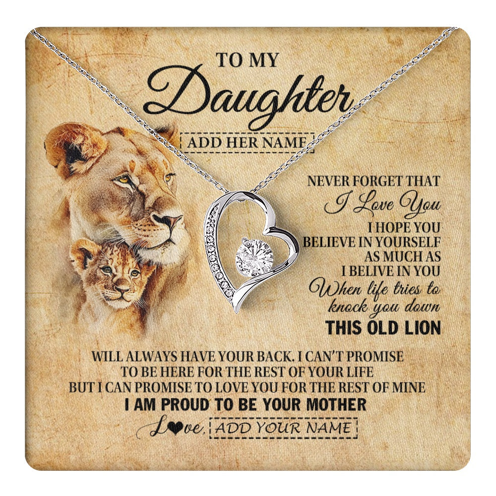 Personalized To My Daughter Gifts From Mom Mother Lion Necklace I Love You Daughter Birthday Gifts From Mom Graduation Christmas Custom Gift Box Message Card