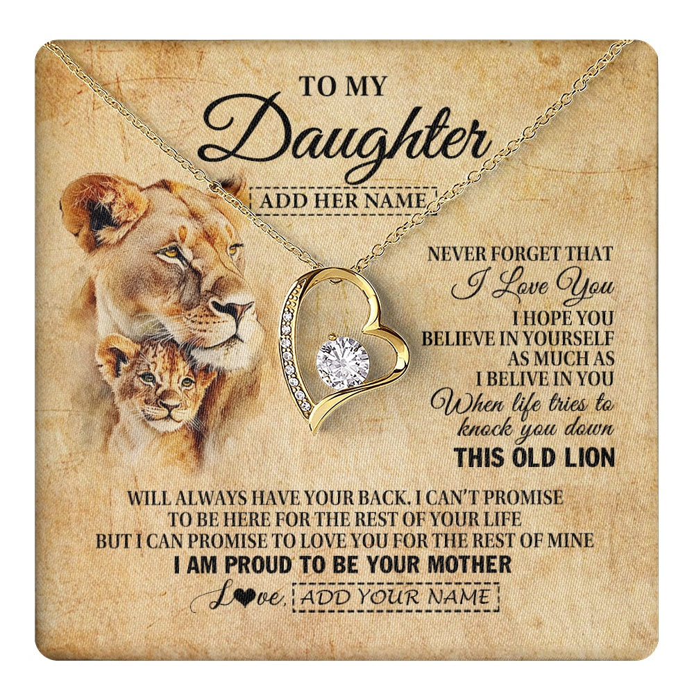 Personalized To My Daughter Gifts From Mom Mother Lion Necklace I Love You Daughter Birthday Gifts From Mom Graduation Christmas Custom Gift Box Message Card