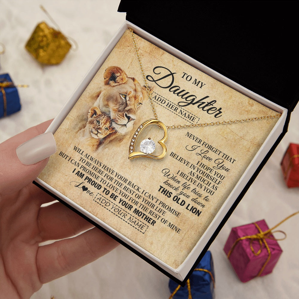 Personalized To My Daughter Gifts From Mom Mother Lion Necklace I Love You Daughter Birthday Gifts From Mom Graduation Christmas Custom Gift Box Message Card