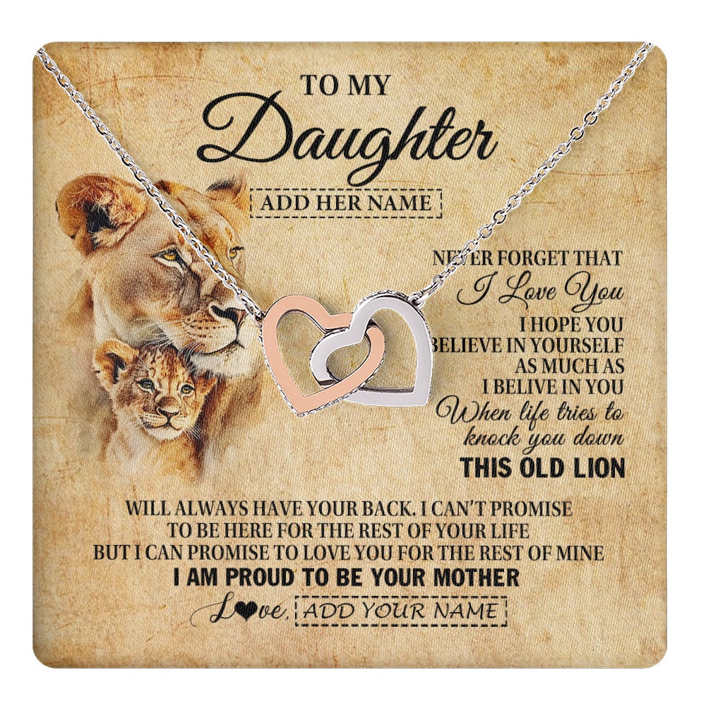 Personalized To My Daughter Gifts From Mom Mother Lion Necklace I Love You Daughter Birthday Gifts From Mom Graduation Christmas Custom Gift Box Message Card