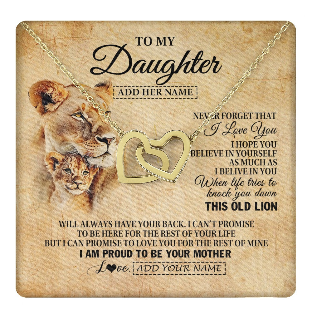 Personalized To My Daughter Gifts From Mom Mother Lion Necklace I Love You Daughter Birthday Gifts From Mom Graduation Christmas Custom Gift Box Message Card