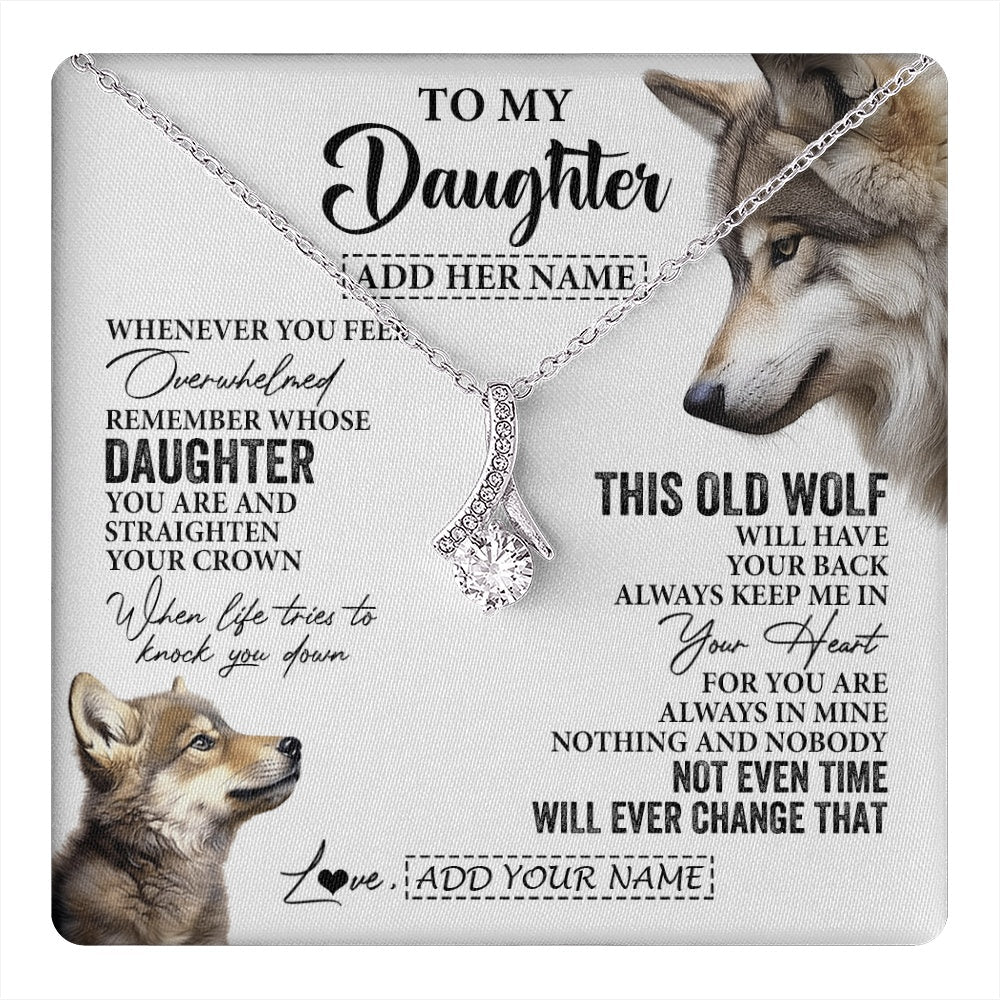 Personalized To My Daughter Gifts Necklace From Mom Dad Whenever Wolf Unique Birthday Gifts For Daughter Graduation Christmas Custom Gift Box Message Card