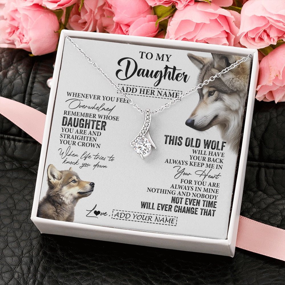 Personalized To My Daughter Gifts Necklace From Mom Dad Whenever Wolf Unique Birthday Gifts For Daughter Graduation Christmas Custom Gift Box Message Card