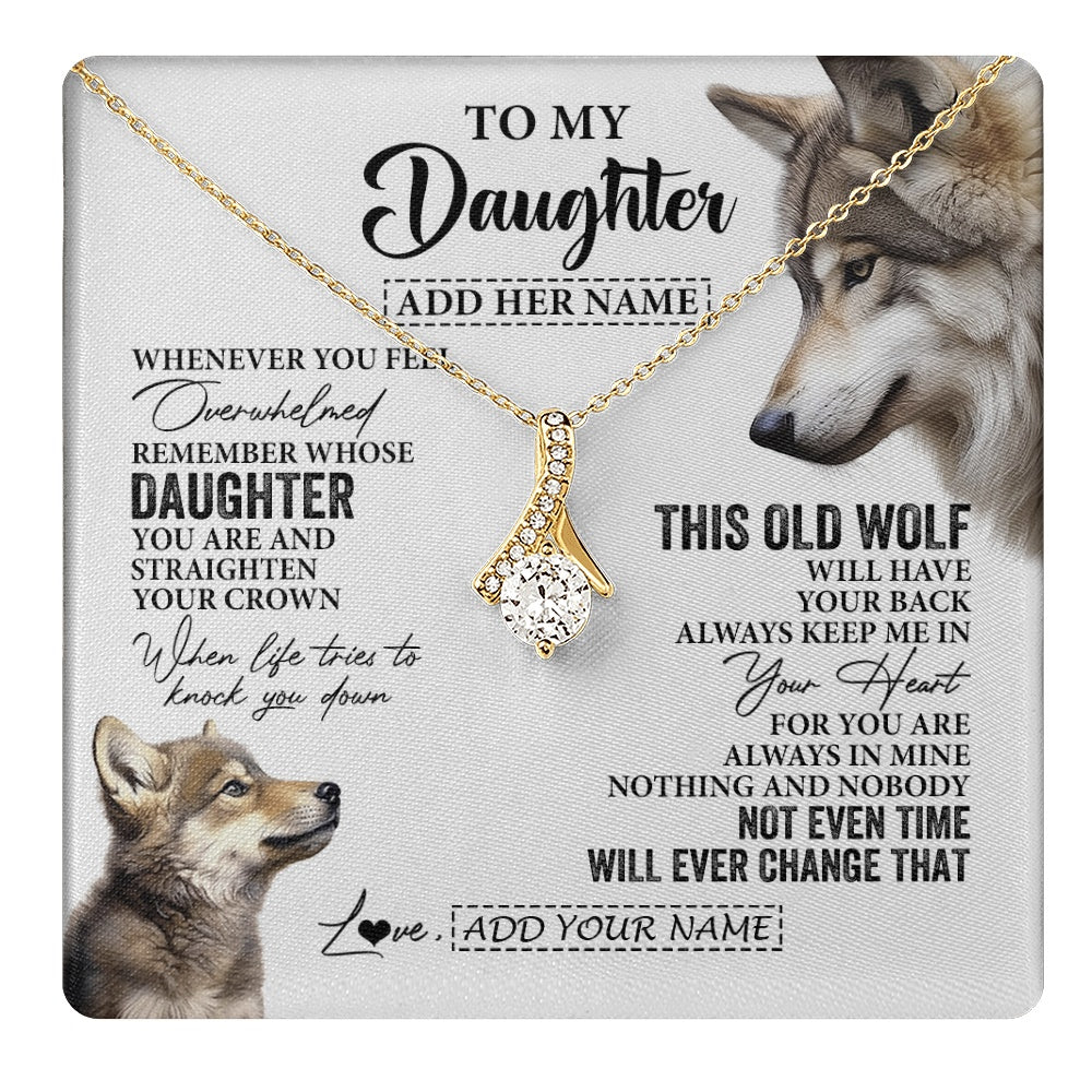 Personalized To My Daughter Gifts Necklace From Mom Dad Whenever Wolf Unique Birthday Gifts For Daughter Graduation Christmas Custom Gift Box Message Card