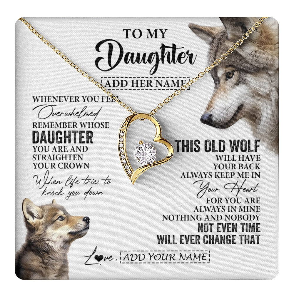 Personalized To My Daughter Gifts Necklace From Mom Dad Whenever Wolf Unique Birthday Gifts For Daughter Graduation Christmas Custom Gift Box Message Card