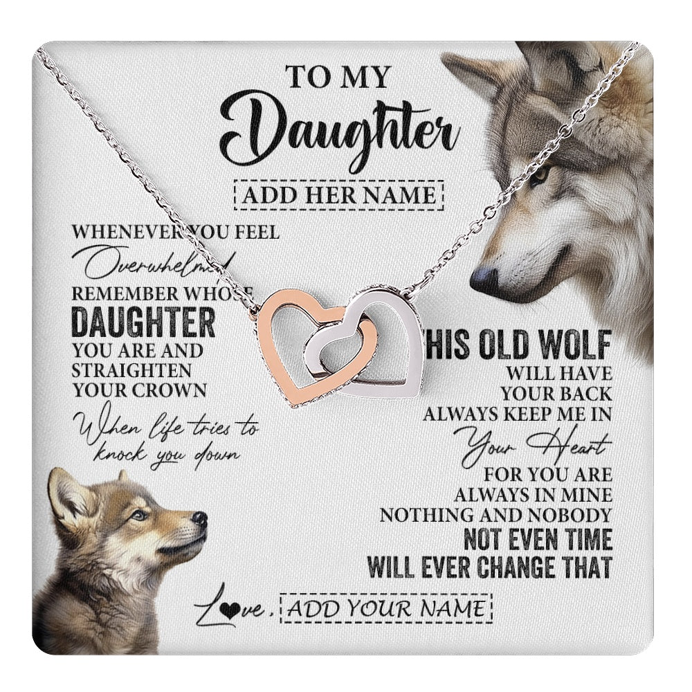 Personalized To My Daughter Gifts Necklace From Mom Dad Whenever Wolf Unique Birthday Gifts For Daughter Graduation Christmas Custom Gift Box Message Card