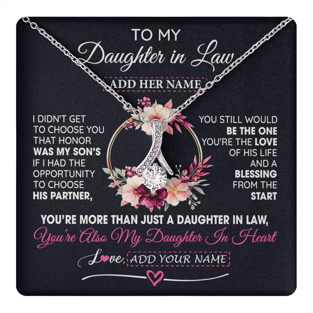 Personalized To My Daughter In Law Gift From Mother In Law Necklace Bonus Daughter In Heart Birthday Gifts For Wedding Jewelry Christmas Gift Box Message Card