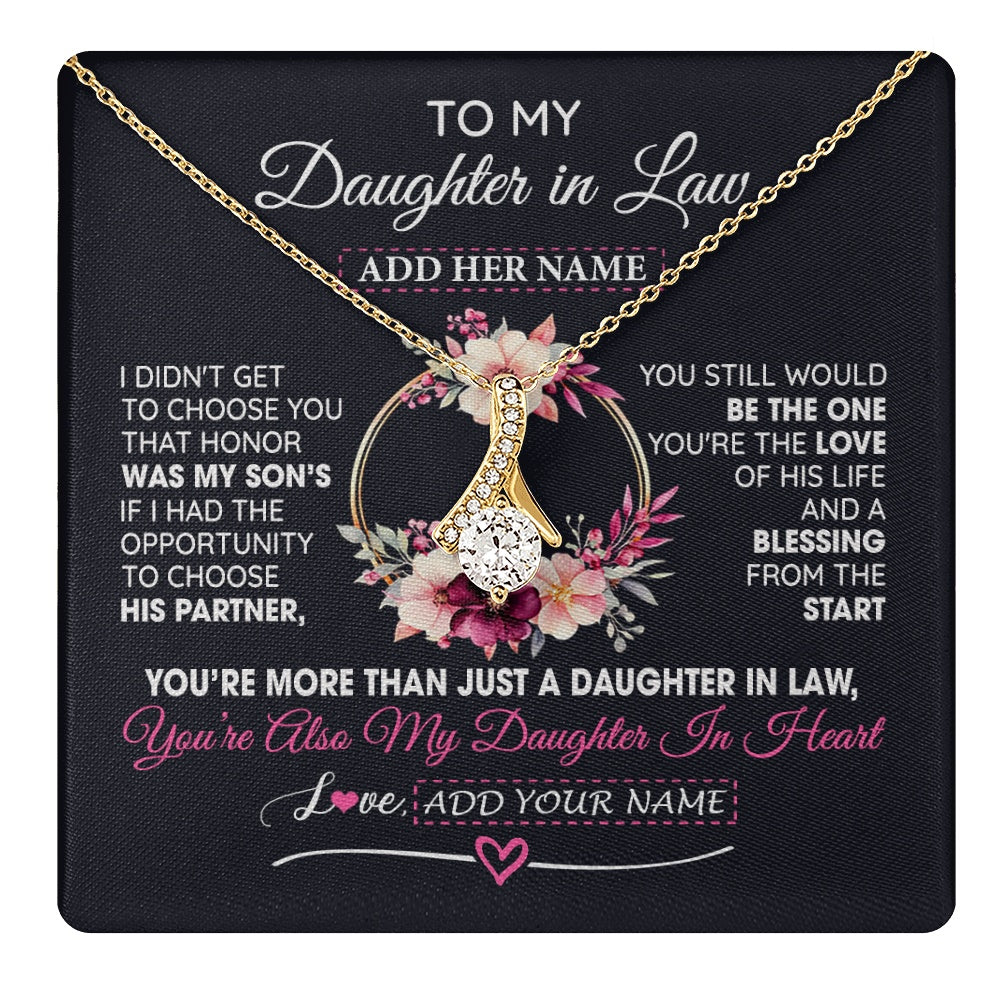 Personalized To My Daughter In Law Gift From Mother In Law Necklace Bonus Daughter In Heart Birthday Gifts For Wedding Jewelry Christmas Gift Box Message Card