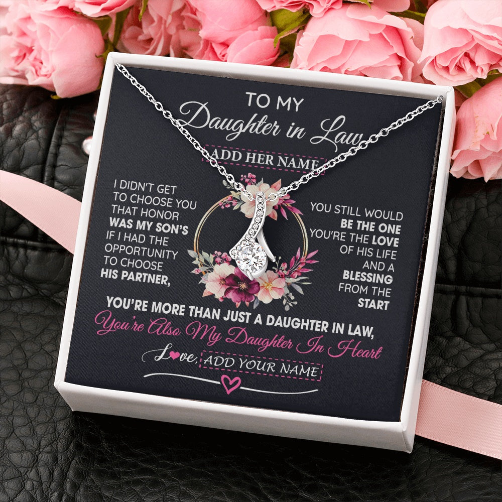 Personalized To My Daughter In Law Gift From Mother In Law Necklace Bonus Daughter In Heart Birthday Gifts For Wedding Jewelry Christmas Gift Box Message Card