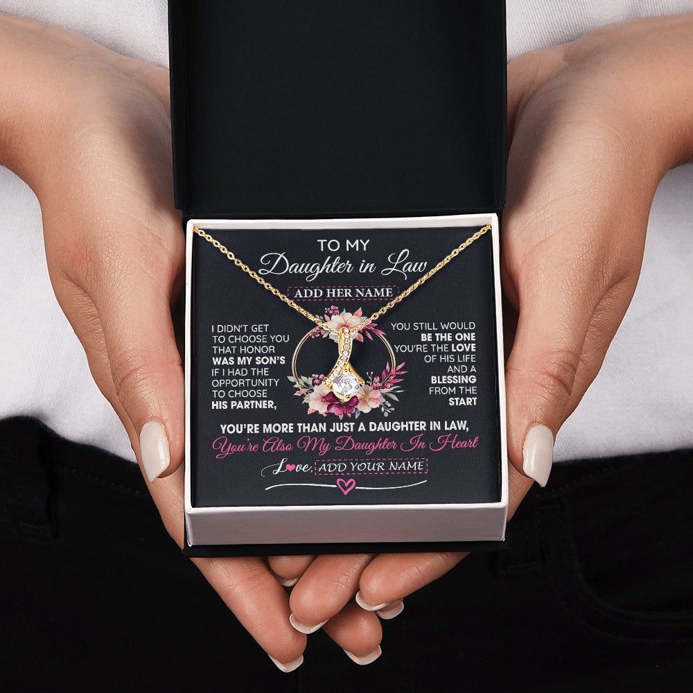 Personalized To My Daughter In Law Gift From Mother In Law Necklace Bonus Daughter In Heart Birthday Gifts For Wedding Jewelry Christmas Gift Box Message Card