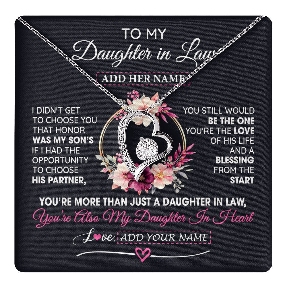 Personalized To My Daughter In Law Gift From Mother In Law Necklace Bonus Daughter In Heart Birthday Gifts For Wedding Jewelry Christmas Gift Box Message Card