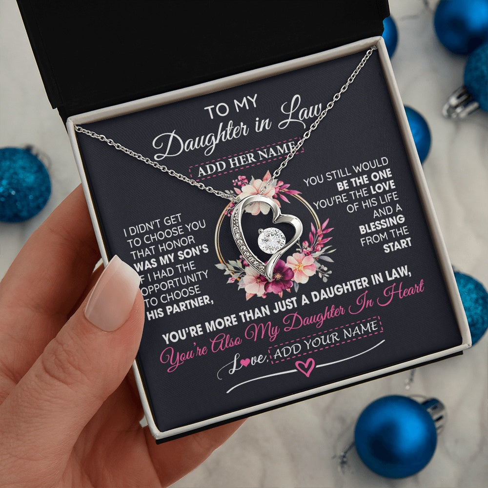 Personalized To My Daughter In Law Gift From Mother In Law Necklace Bonus Daughter In Heart Birthday Gifts For Wedding Jewelry Christmas Gift Box Message Card