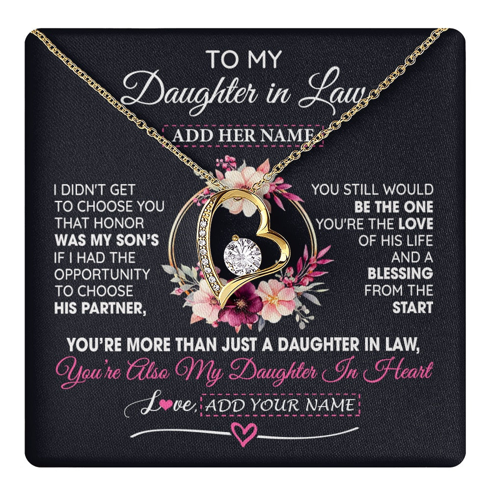 Personalized To My Daughter In Law Gift From Mother In Law Necklace Bonus Daughter In Heart Birthday Gifts For Wedding Jewelry Christmas Gift Box Message Card