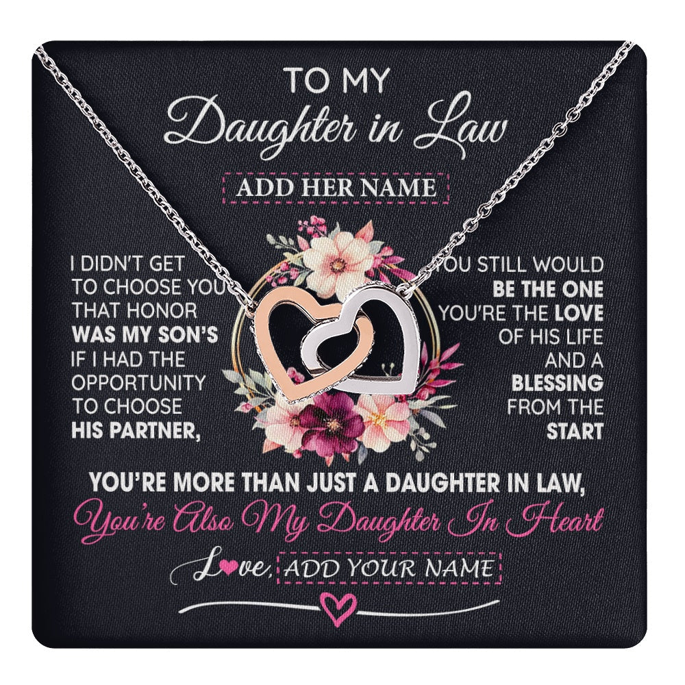 Personalized To My Daughter In Law Gift From Mother In Law Necklace Bonus Daughter In Heart Birthday Gifts For Wedding Jewelry Christmas Gift Box Message Card