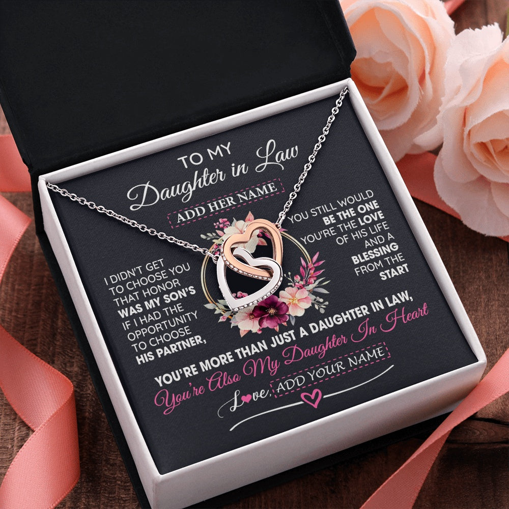 Personalized To My Daughter In Law Gift From Mother In Law Necklace Bonus Daughter In Heart Birthday Gifts For Wedding Jewelry Christmas Gift Box Message Card