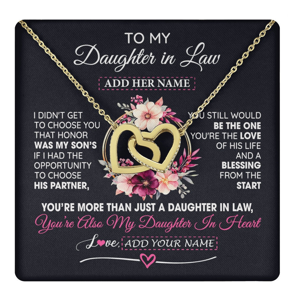 Personalized To My Daughter In Law Gift From Mother In Law Necklace Bonus Daughter In Heart Birthday Gifts For Wedding Jewelry Christmas Gift Box Message Card