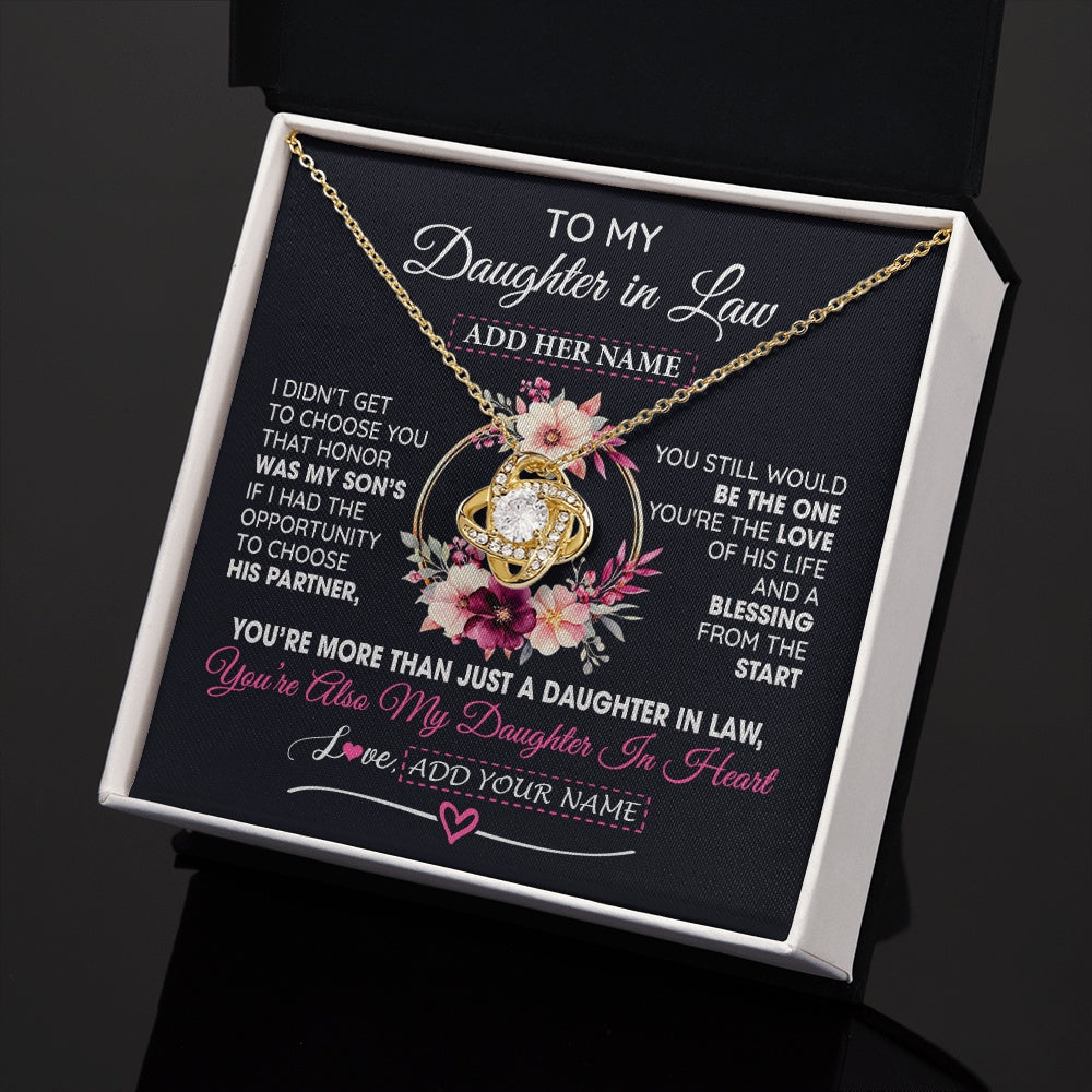 Personalized To My Daughter In Law Gift From Mother In Law Necklace Bonus Daughter In Heart Birthday Gifts For Wedding Jewelry Christmas Gift Box Message Card