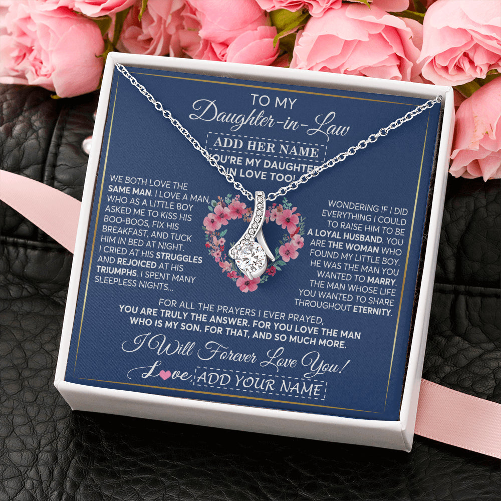 Personalized To My Daughter In Law Gifts Necklace From Mother In Law Bonus Daughter In Law Honor Pendant Jewelry Birthday Customized Gift Box Message Card