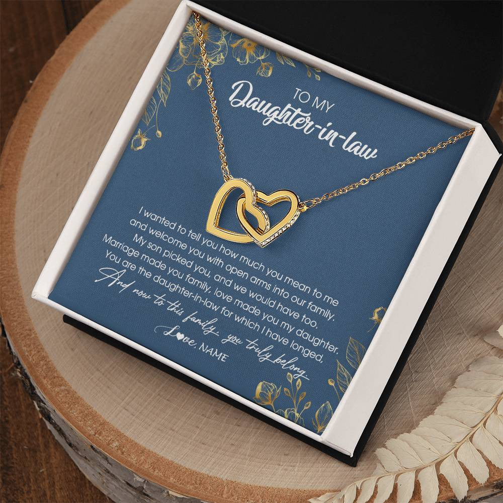 Personalized To My Daughter In Law Necklace Welcome Into Our Family Daughter In Law Her Wedding Day Jewelry Birthday Christmas Customized Gift Box Message Card