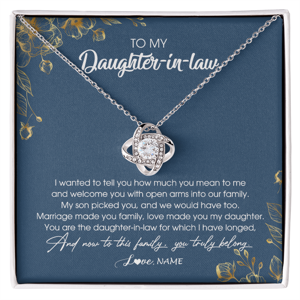 Personalized To My Daughter In Law Necklace Welcome Into Our Family Daughter In Law Her Wedding Day Jewelry Birthday Christmas Customized Gift Box Message Card