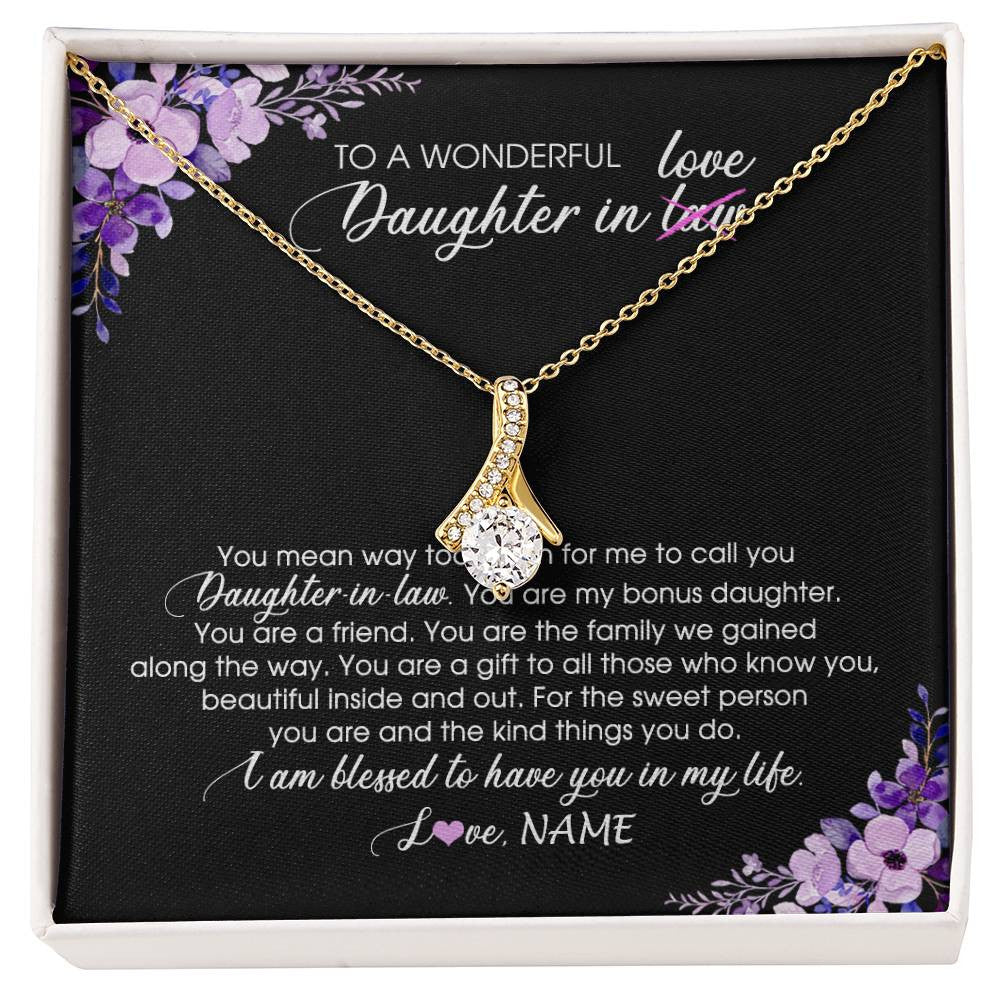 Personalized To My Daughter In Law Necklace from Mother In Law You Are My Bonus Daughter Jewelry Birthday Wedding Day Christmas Customized Message Card