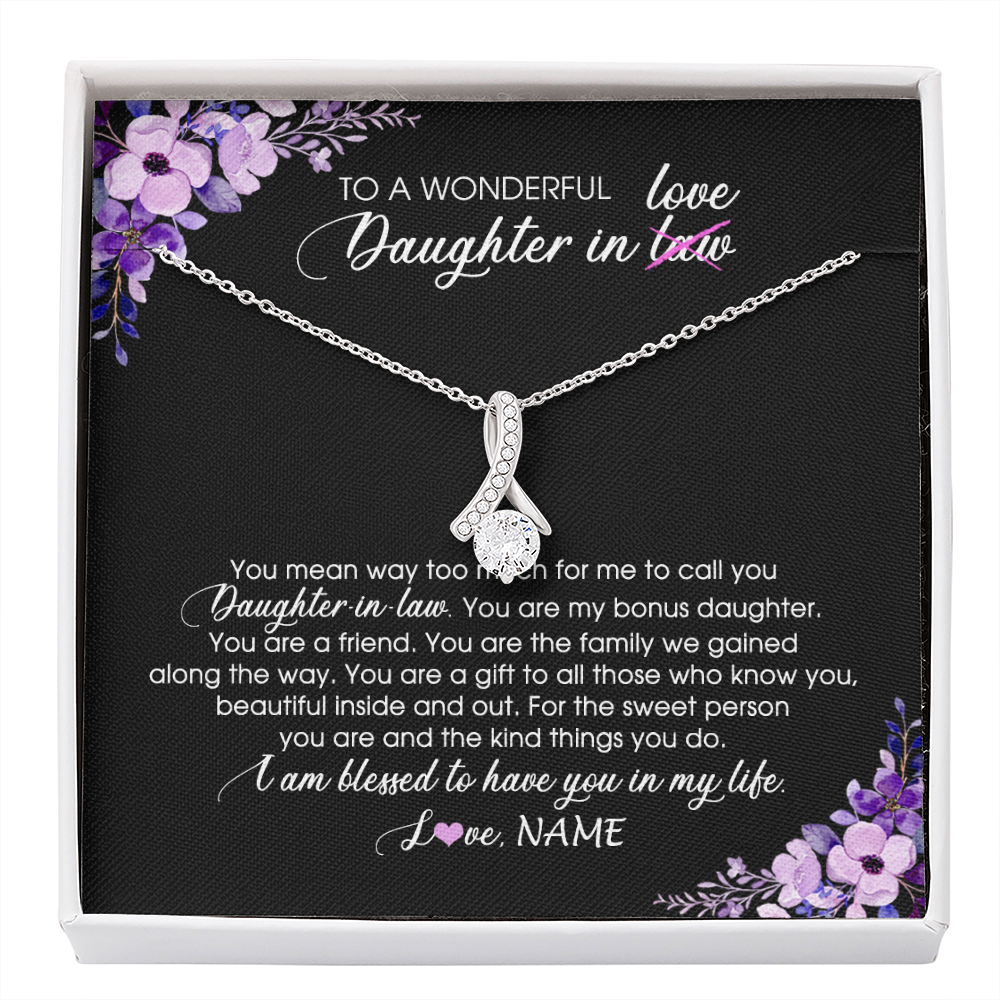 Personalized To My Daughter In Law Necklace from Mother In Law You Are My Bonus Daughter Jewelry Birthday Wedding Day Christmas Customized Message Card