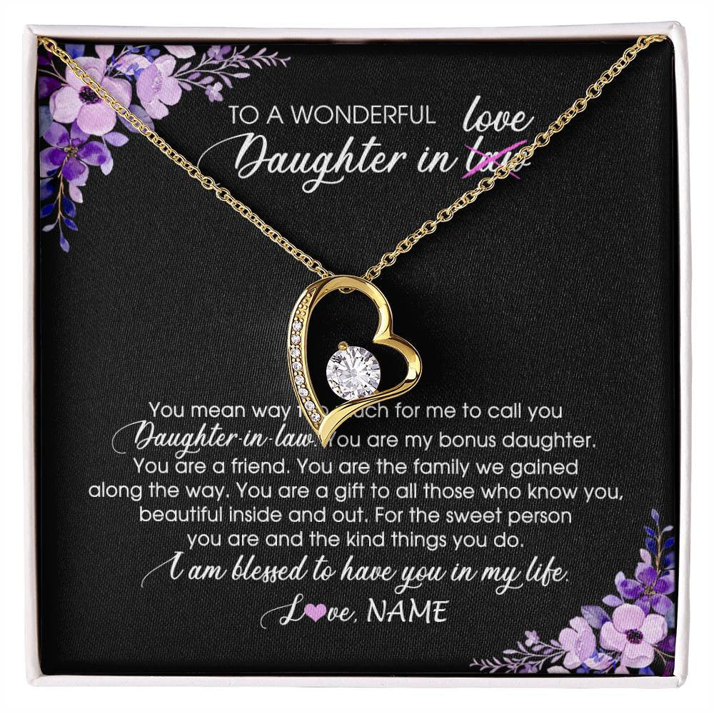 Personalized To My Daughter In Law Necklace from Mother In Law You Are My Bonus Daughter Jewelry Birthday Wedding Day Christmas Customized Message Card