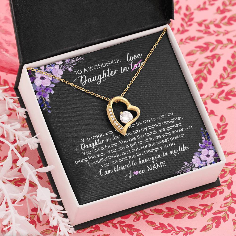 Personalized To My Daughter In Law Necklace from Mother In Law You Are My Bonus Daughter Jewelry Birthday Wedding Day Christmas Customized Message Card